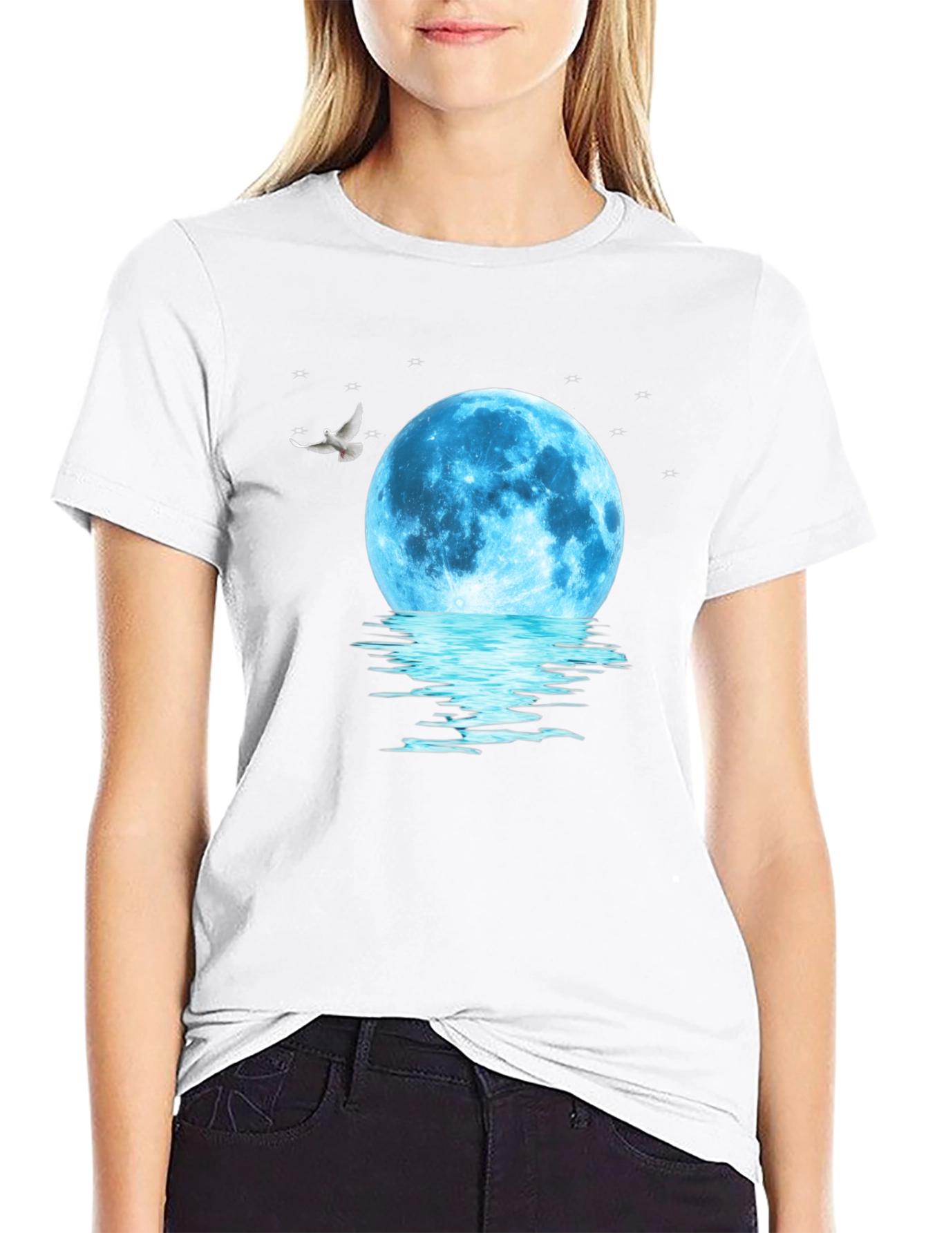 Moonlit Dreams Graphic Tee - Black Cotton Comfort