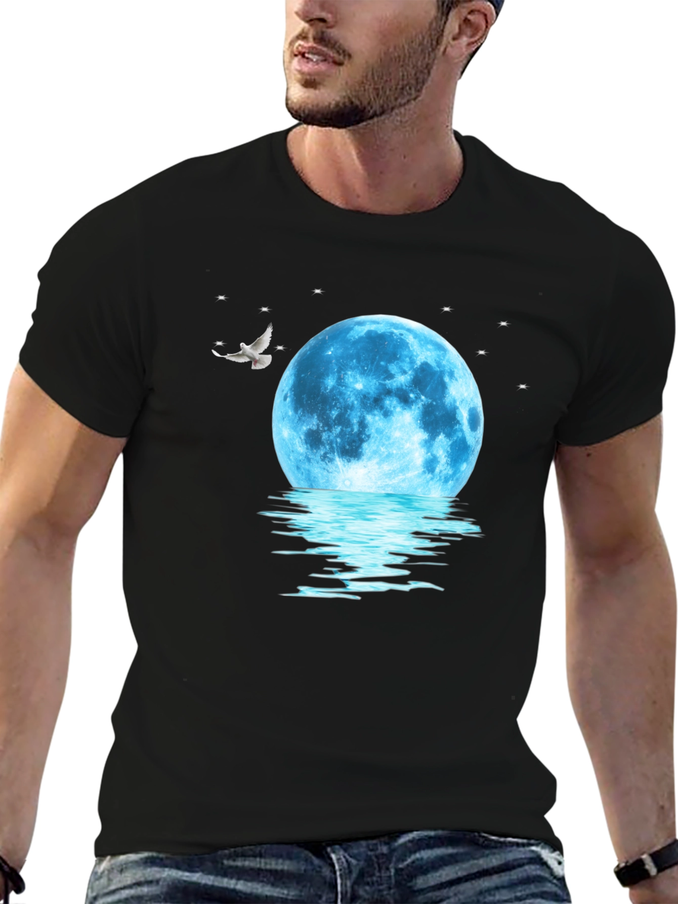 Moonlit Dreams Graphic Tee - Black Cotton Comfort