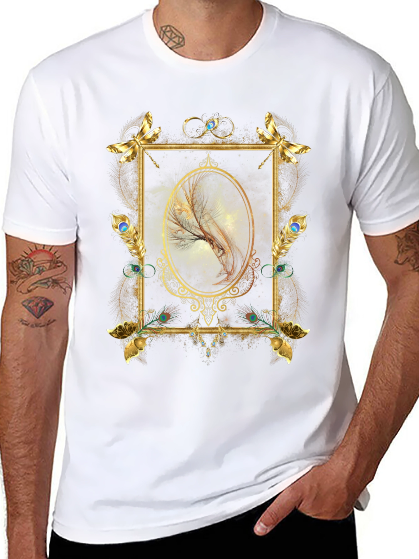 Golden Frame Feather Graphic Tee
