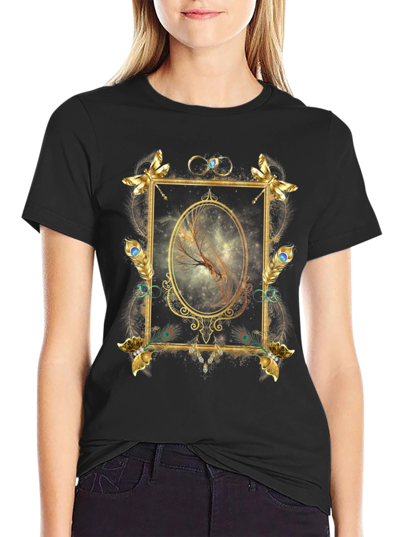 Golden Frame Feather Graphic Tee