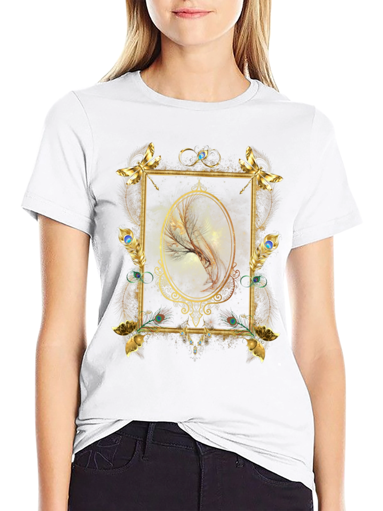 Golden Frame Feather Graphic Tee