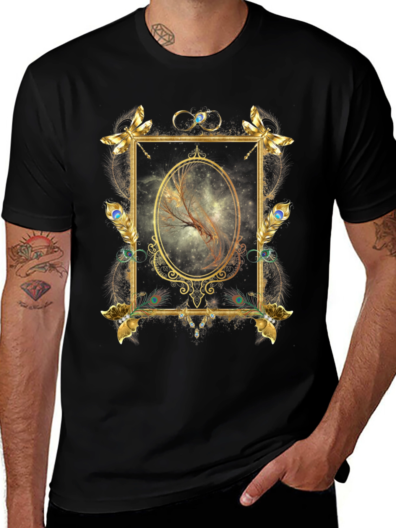 Golden Frame Feather Graphic Tee