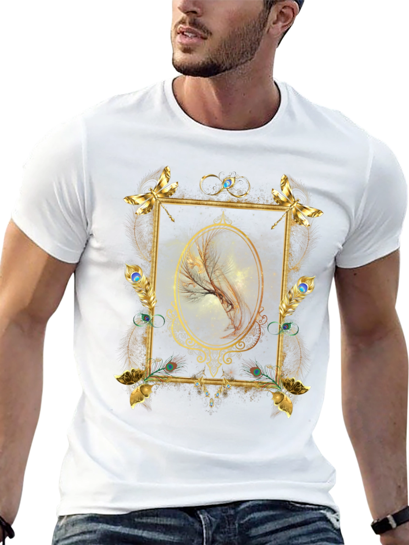 Golden Frame Feather Graphic Tee