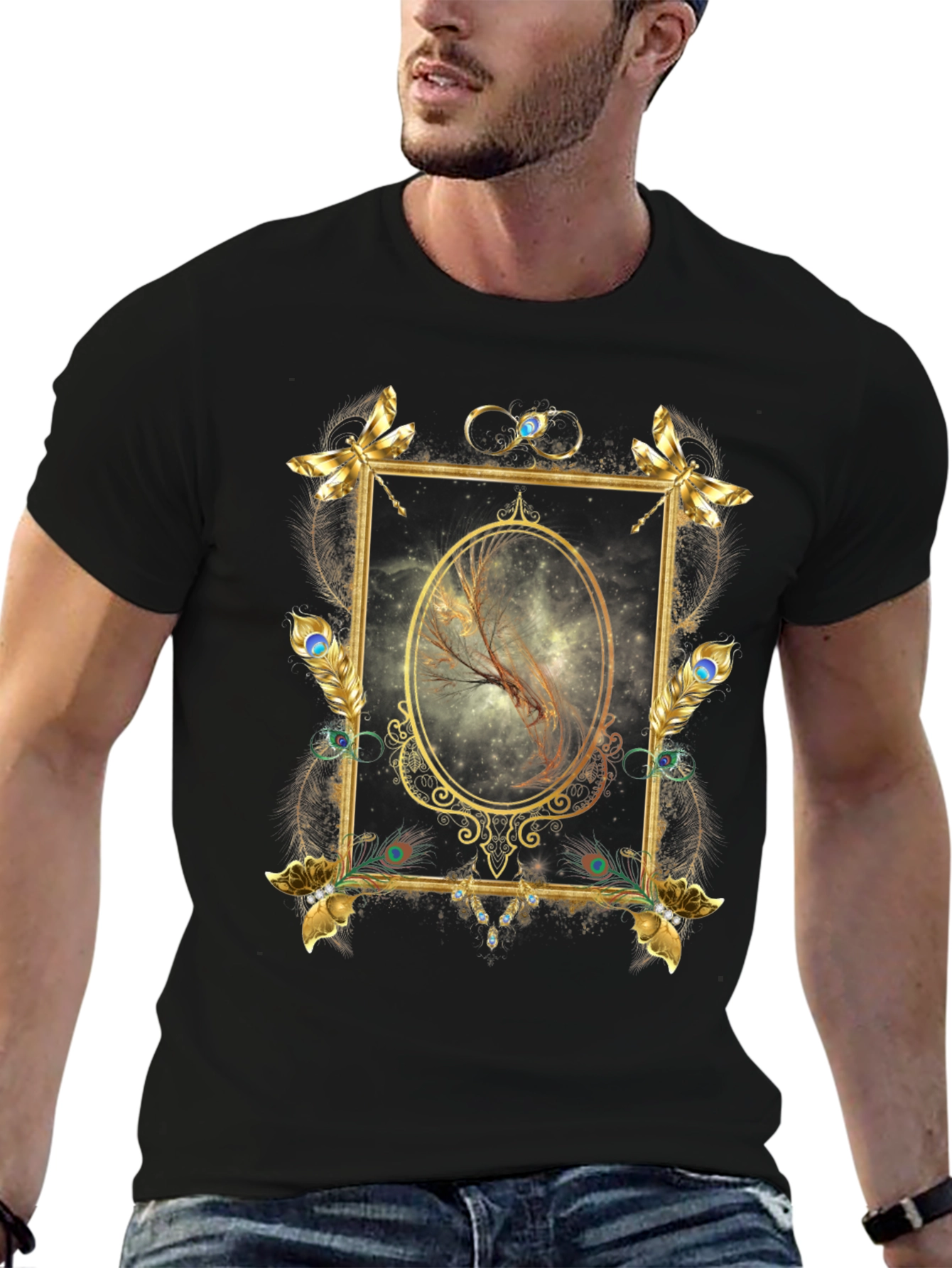 Golden Frame Feather Graphic Tee