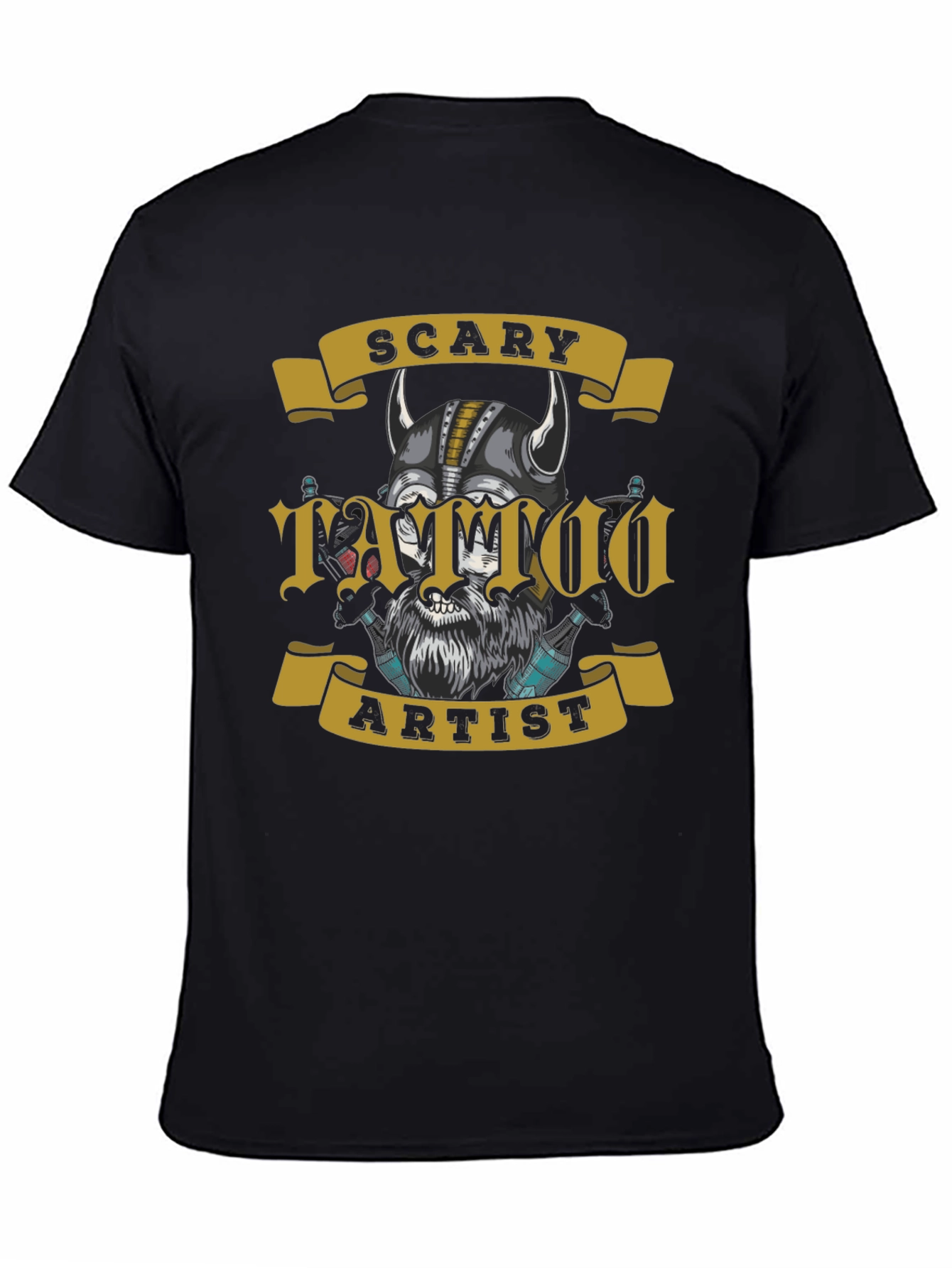 Scary Tattoo Artist Graphic Tee - Mens Black T-Shirt