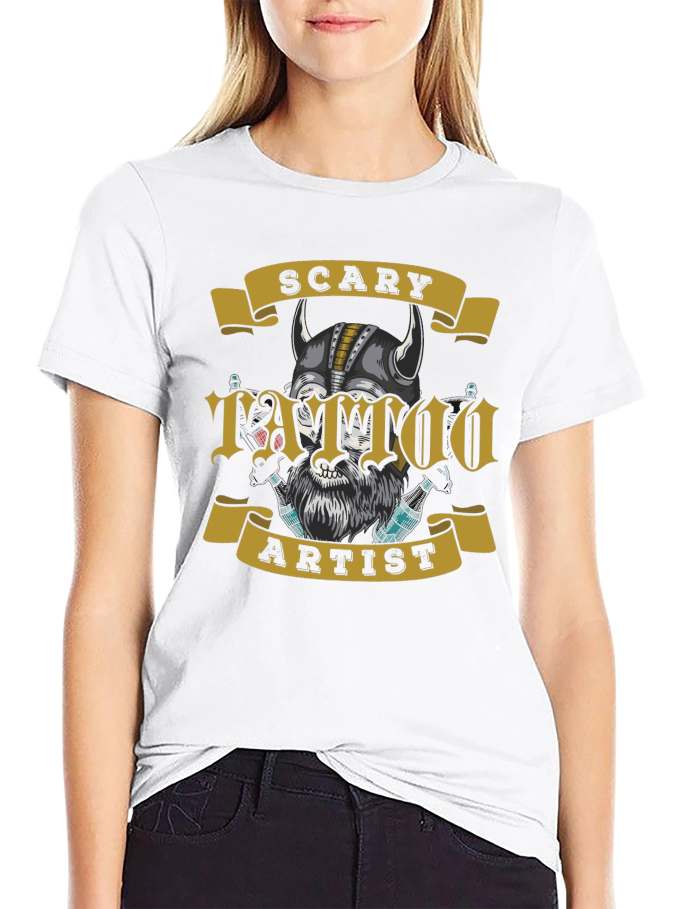 Scary Tattoo Artist Graphic Tee - Mens Black T-Shirt