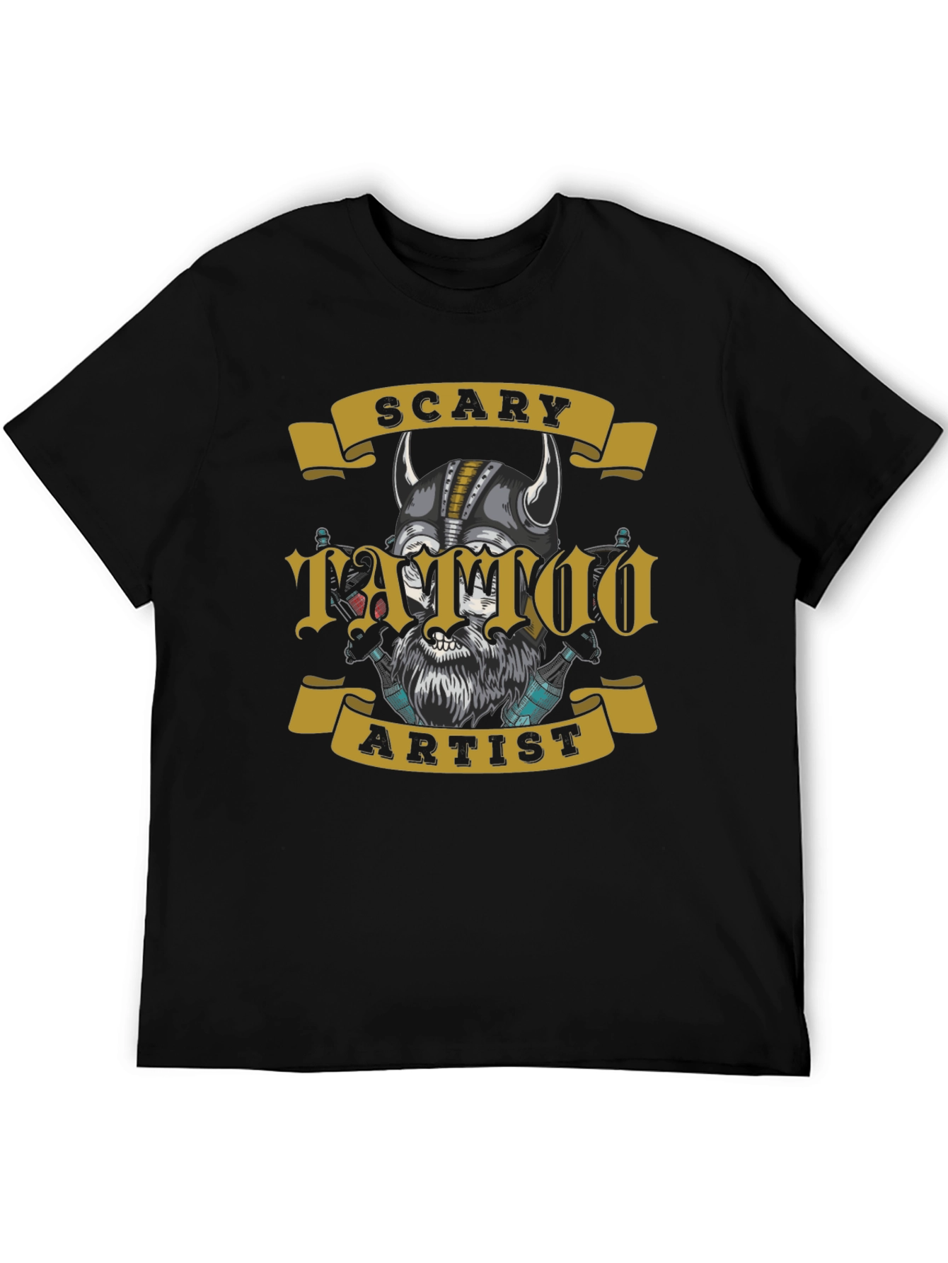 Scary Tattoo Artist Graphic Tee - Mens Black T-Shirt
