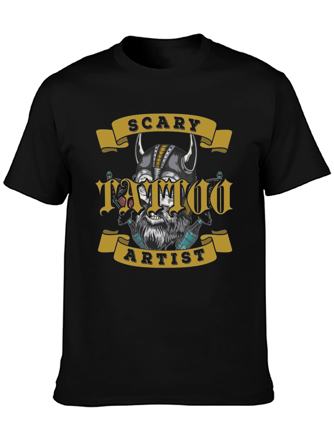 Scary Tattoo Artist Graphic Tee - Mens Black T-Shirt