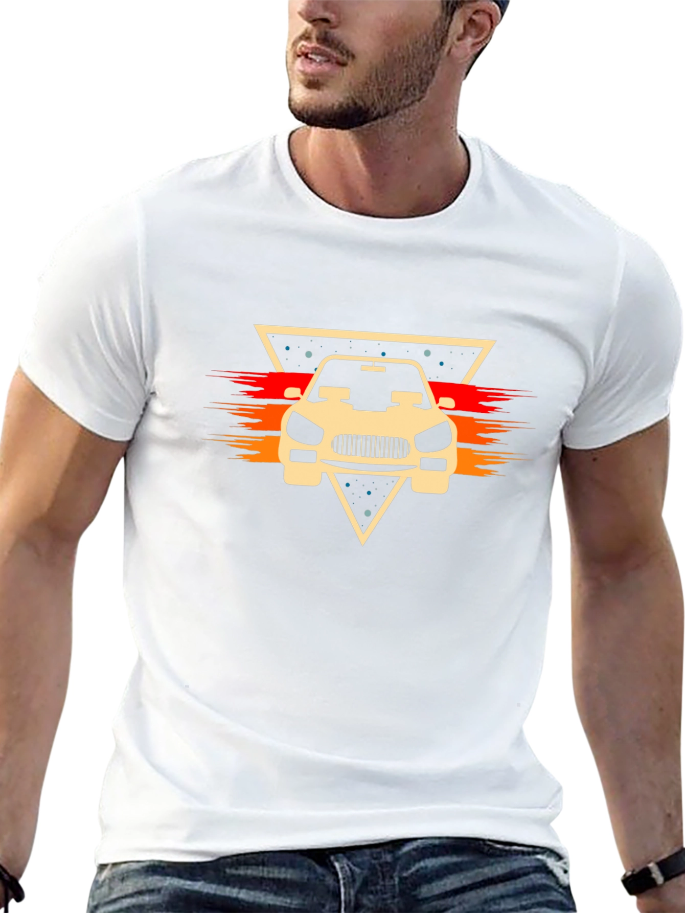 Retro Car Graphic Tee - Stylish Black Cotton T-Shirt