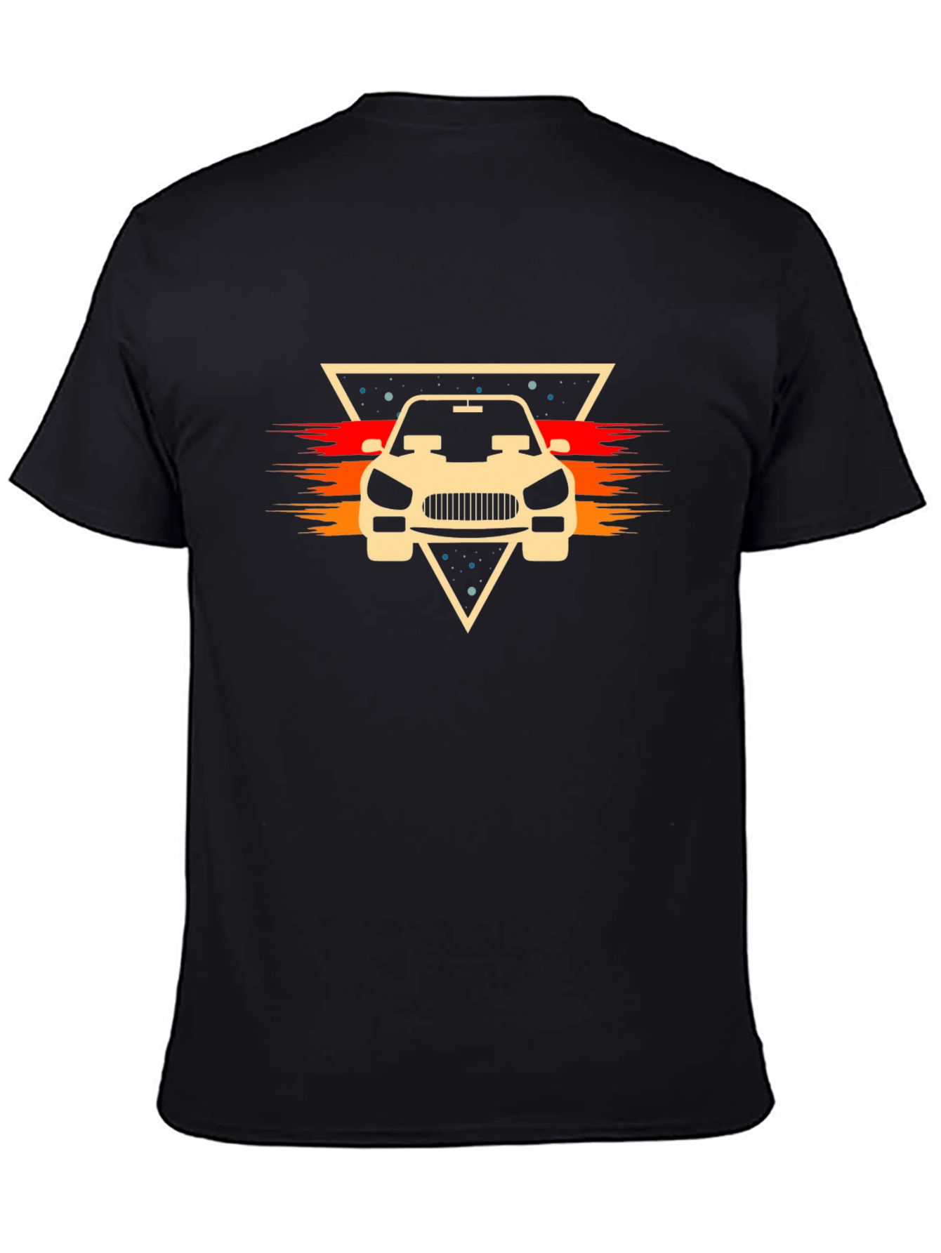 Retro Car Graphic Tee - Stylish Black Cotton T-Shirt