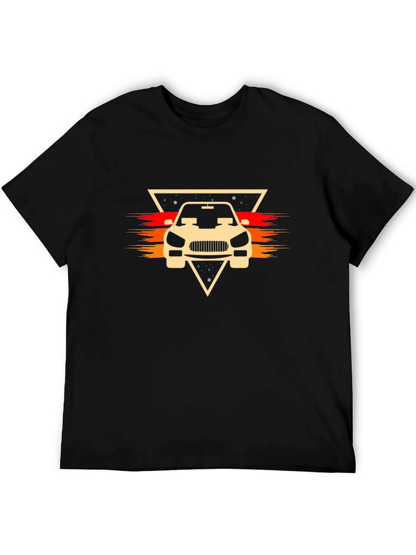 Retro Car Graphic Tee - Stylish Black Cotton T-Shirt