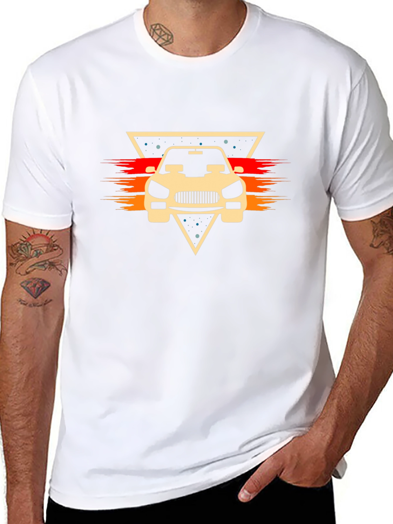 Retro Car Graphic Tee - Stylish Black Cotton T-Shirt