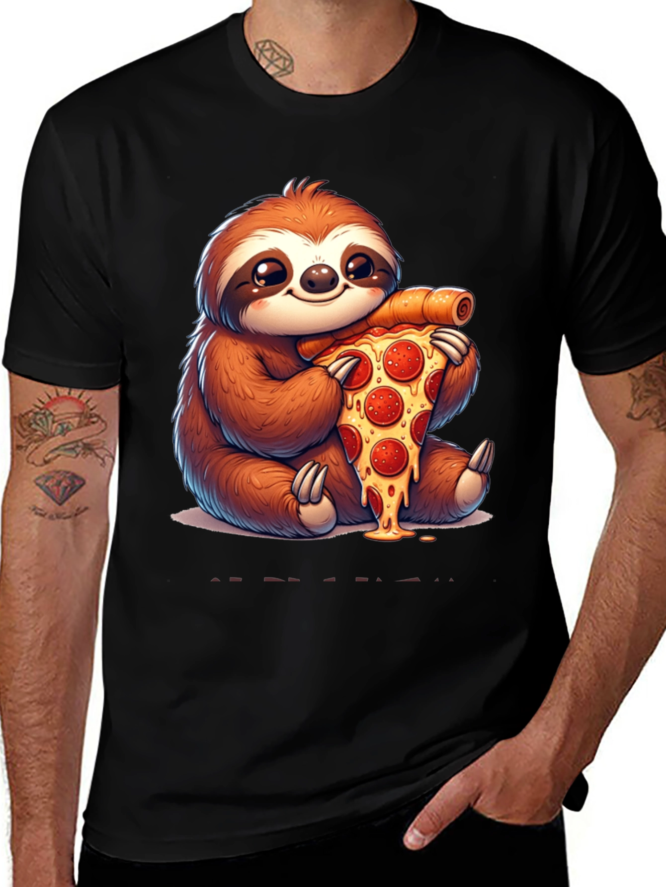 Cute Sloth Eating Pizza T-Shirt - Funny Animal Tee