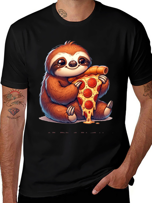Cute Sloth Eating Pizza T-Shirt - Funny Animal Tee
