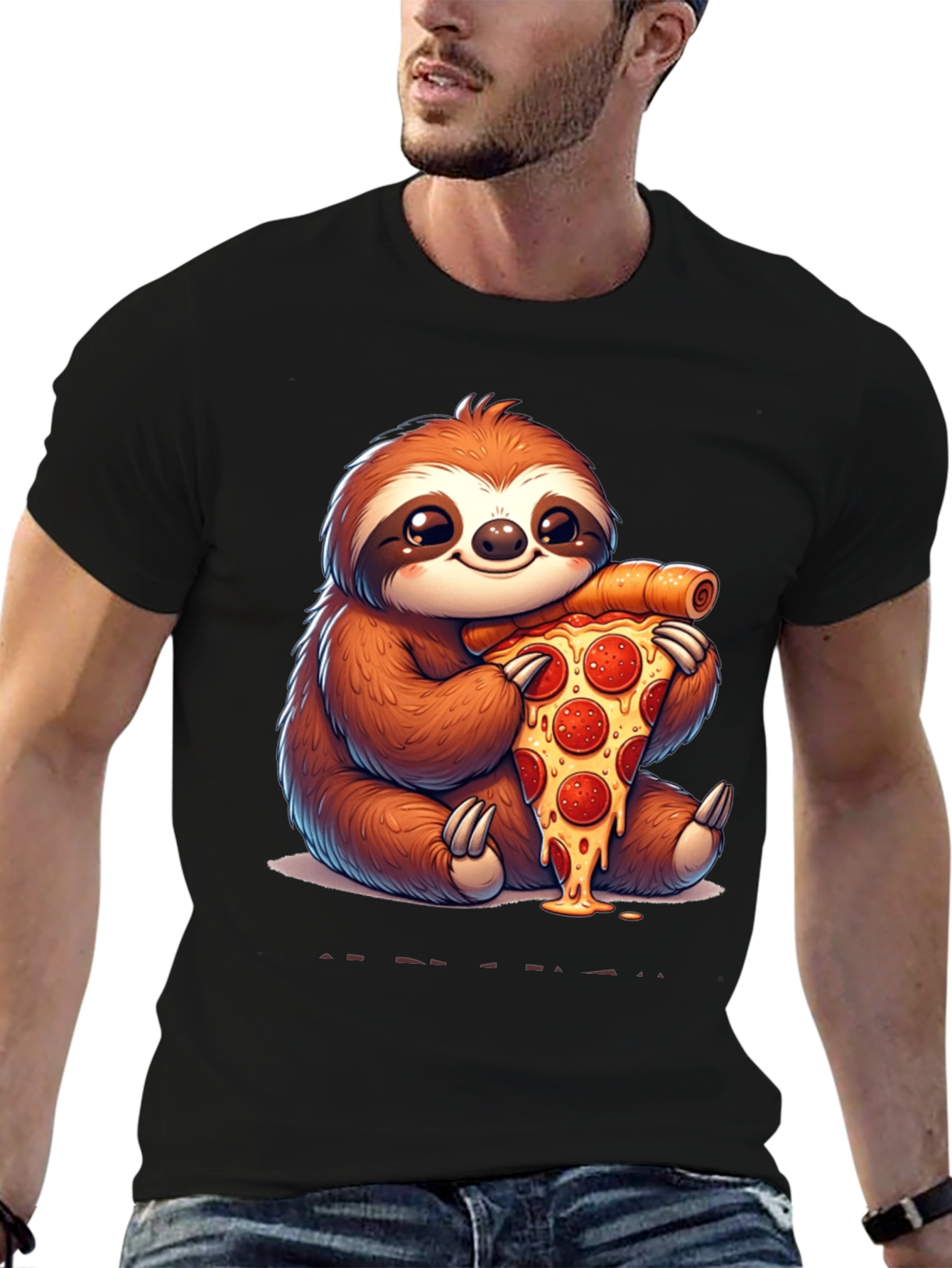 Cute Sloth Eating Pizza T-Shirt - Funny Animal Tee