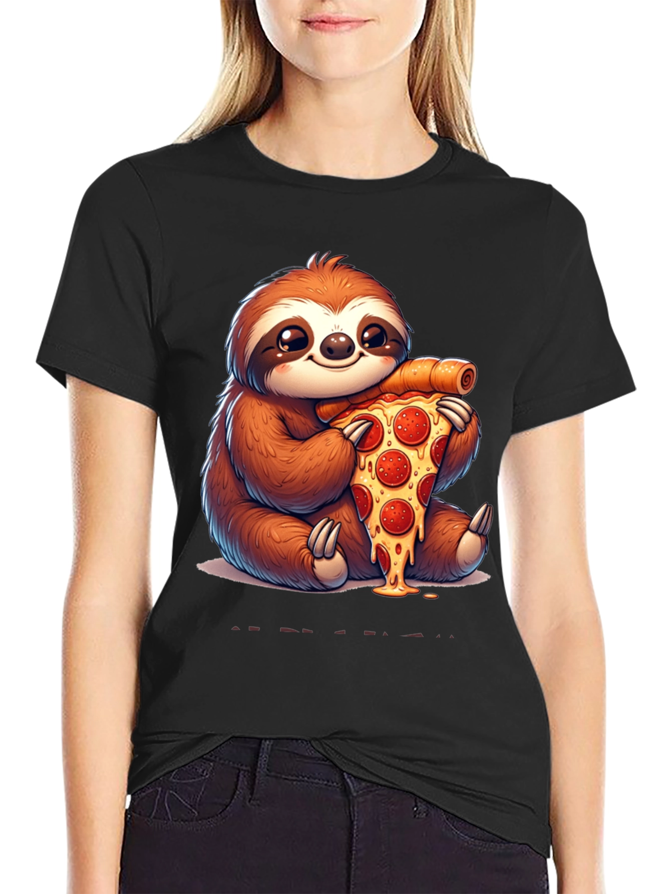 Cute Sloth Eating Pizza T-Shirt - Funny Animal Tee