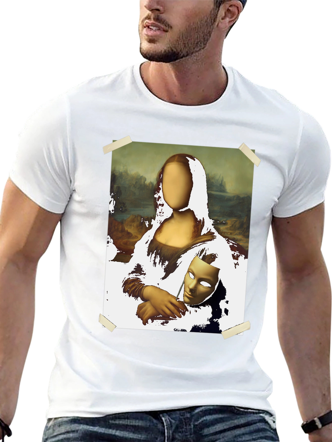 Mona Lisa T-Shirt - Surreal Mask Design