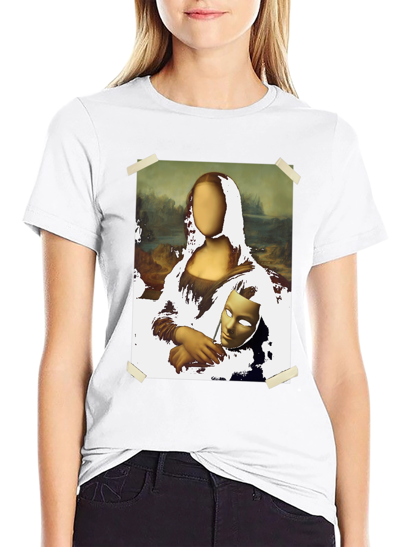 Mona Lisa T-Shirt - Surreal Mask Design