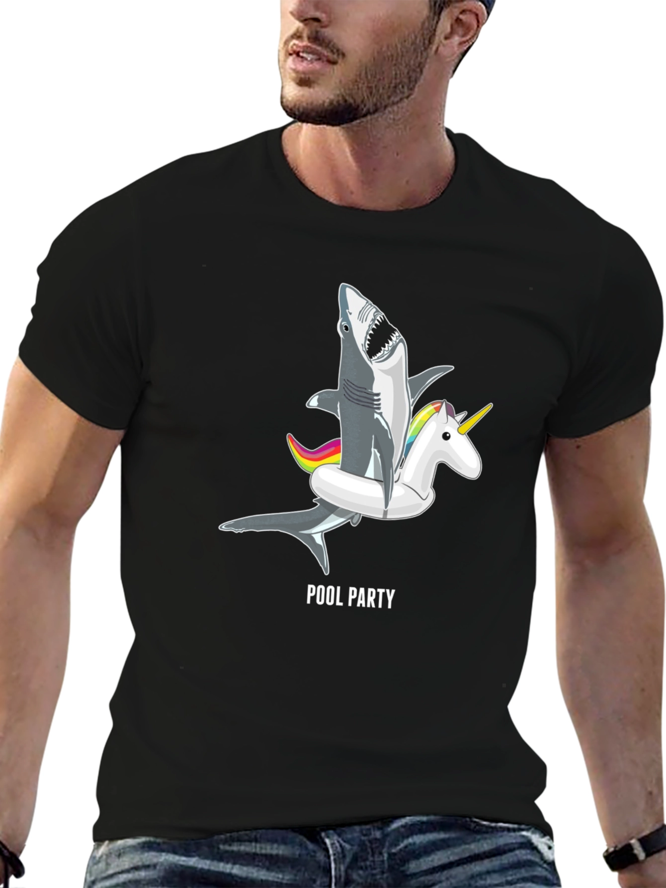 Pool Party Shark Unicorn Graphic Tee
