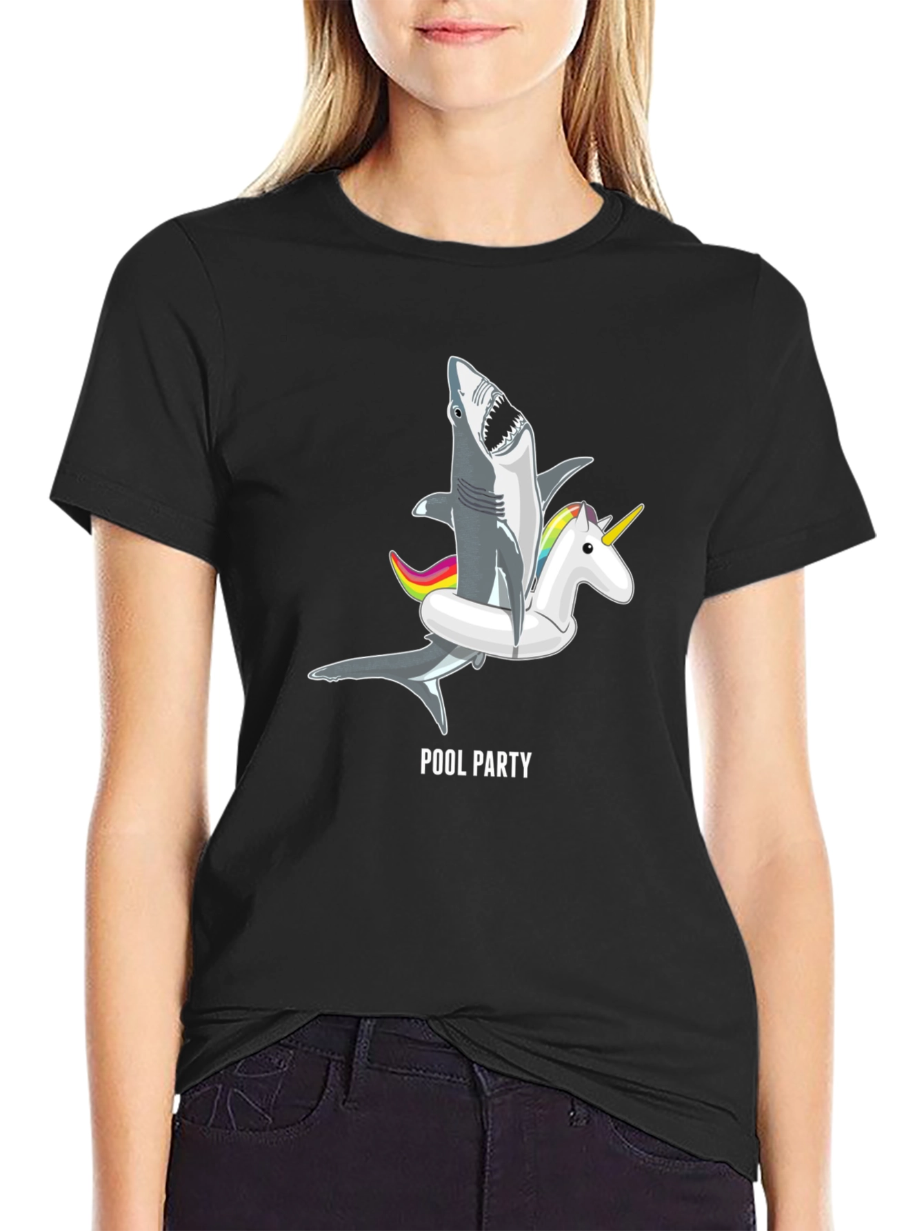 Pool Party Shark Unicorn Graphic Tee
