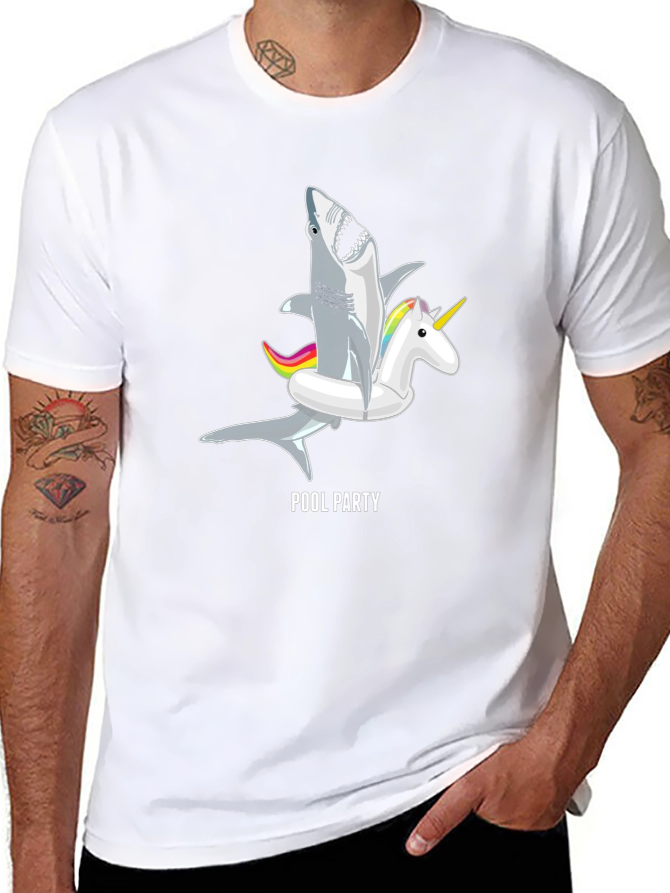 Pool Party Shark Unicorn Graphic Tee