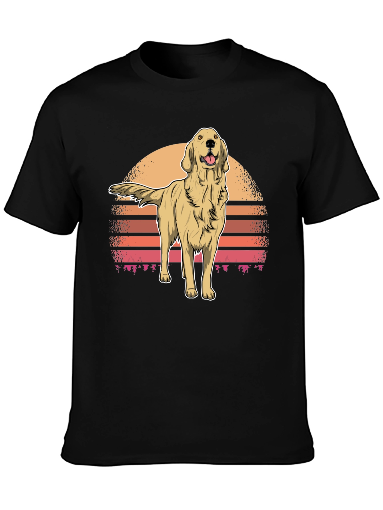 Retro Golden Retriever Sunset Graphic Tee