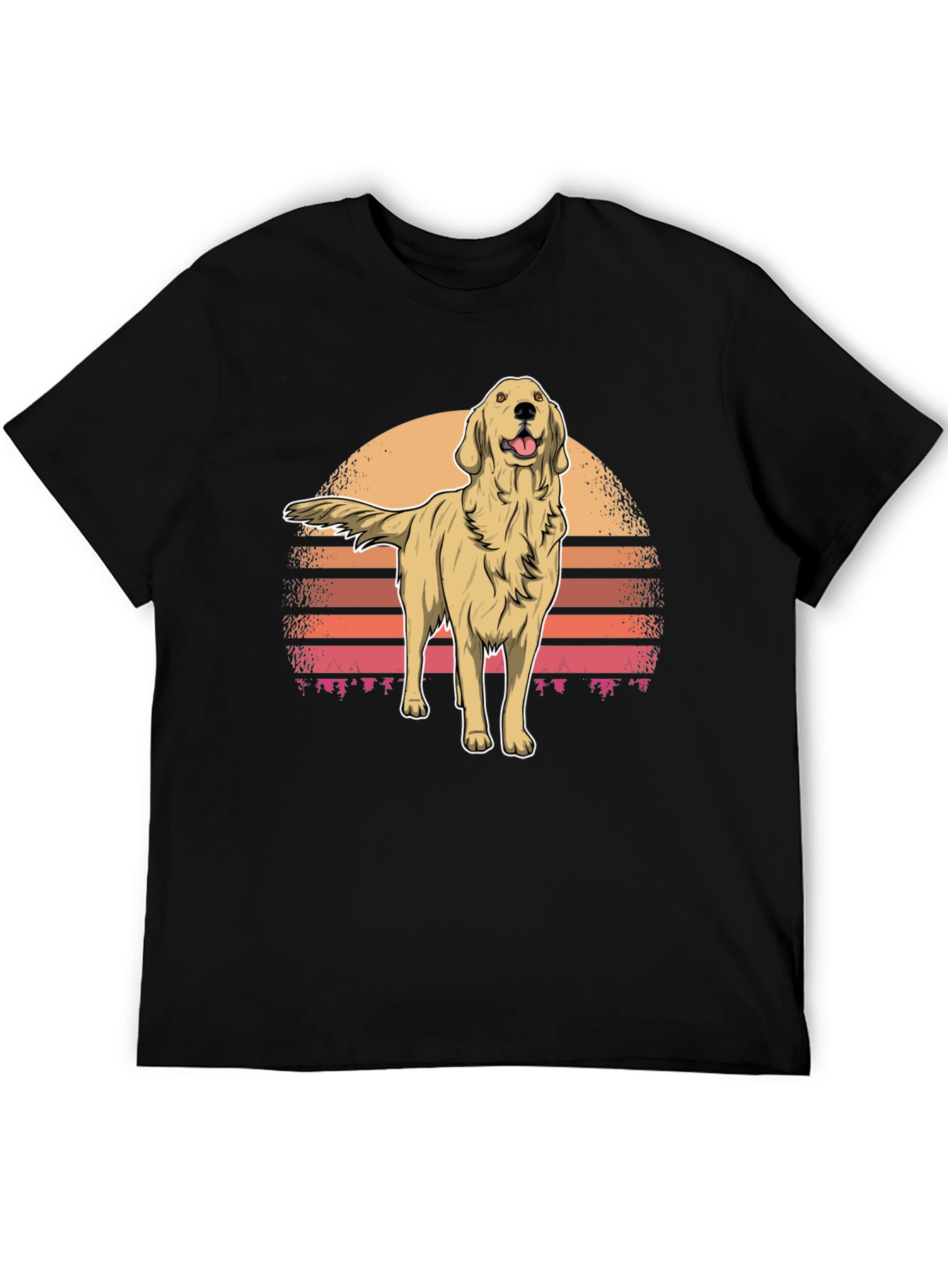Retro Golden Retriever Sunset Graphic Tee