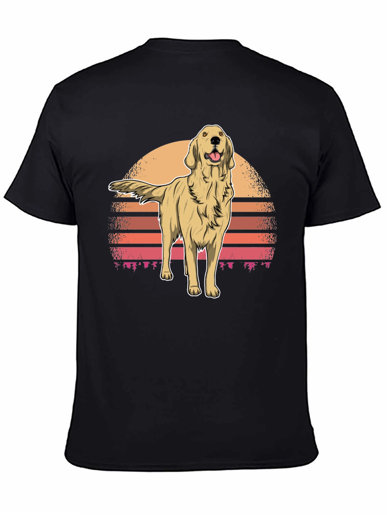 Retro Golden Retriever Sunset Graphic Tee
