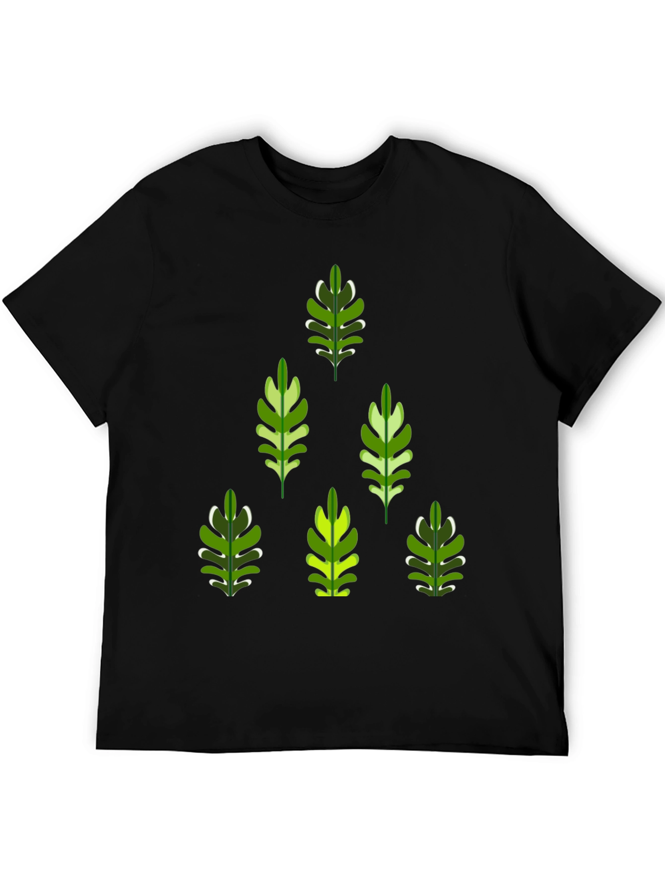 Leaf Patterned Black T-Shirt