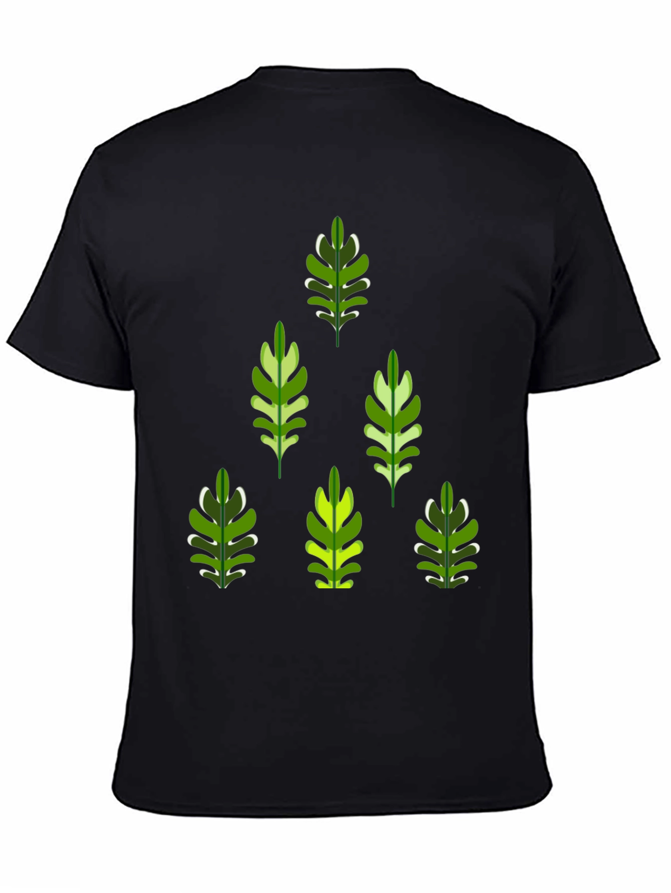 Leaf Patterned Black T-Shirt