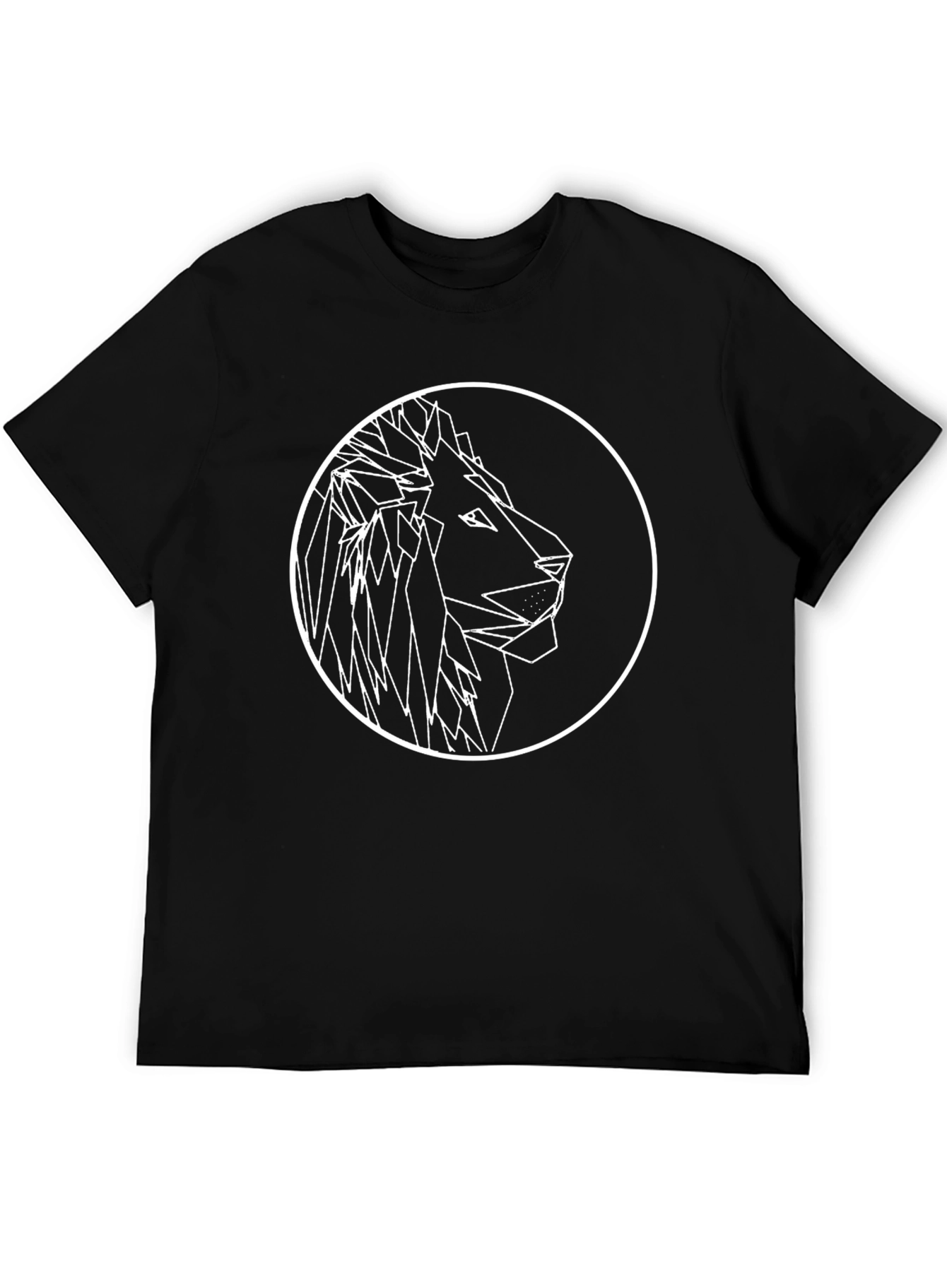 Geometric Lion Graphic Tee - Modern Black T-Shirt