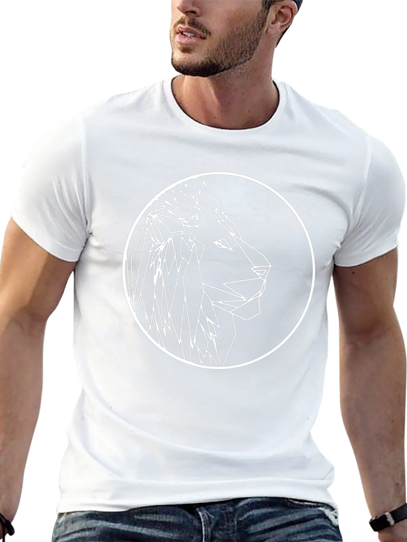 Geometric Lion Graphic Tee - Modern Black T-Shirt