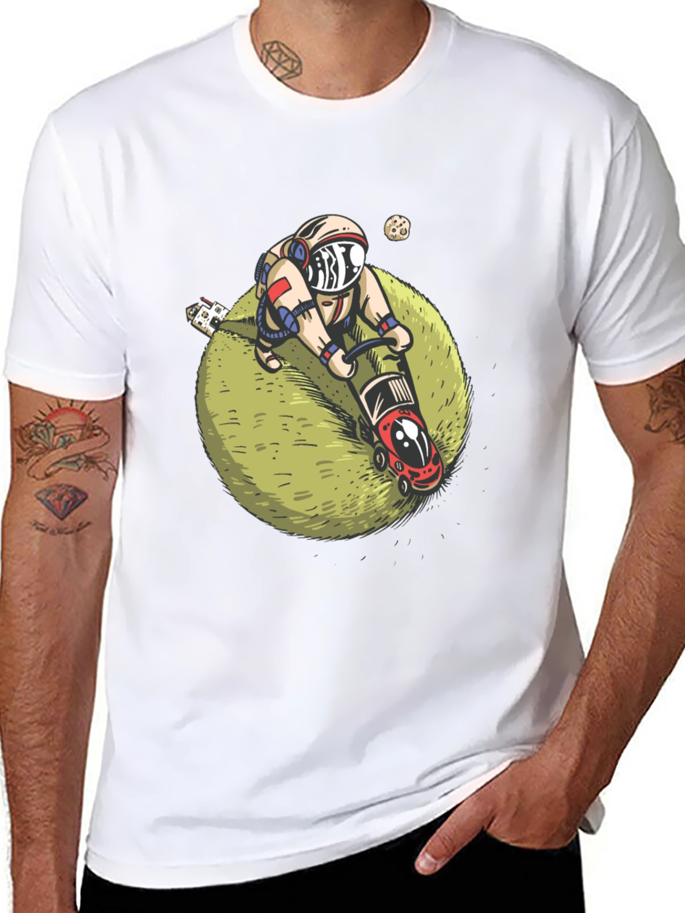 Astronaut Lawn Mowing T-Shirt - Space Humor Tee