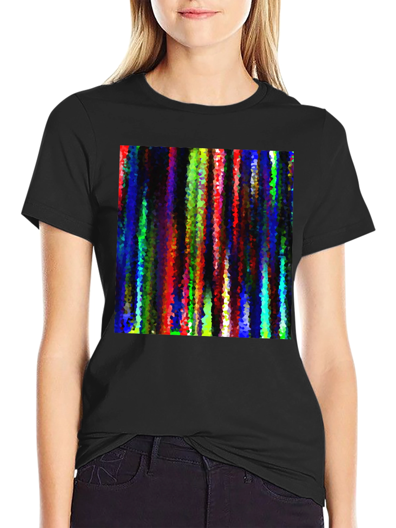 Abstract Geometric Art Graphic Black T-Shirt