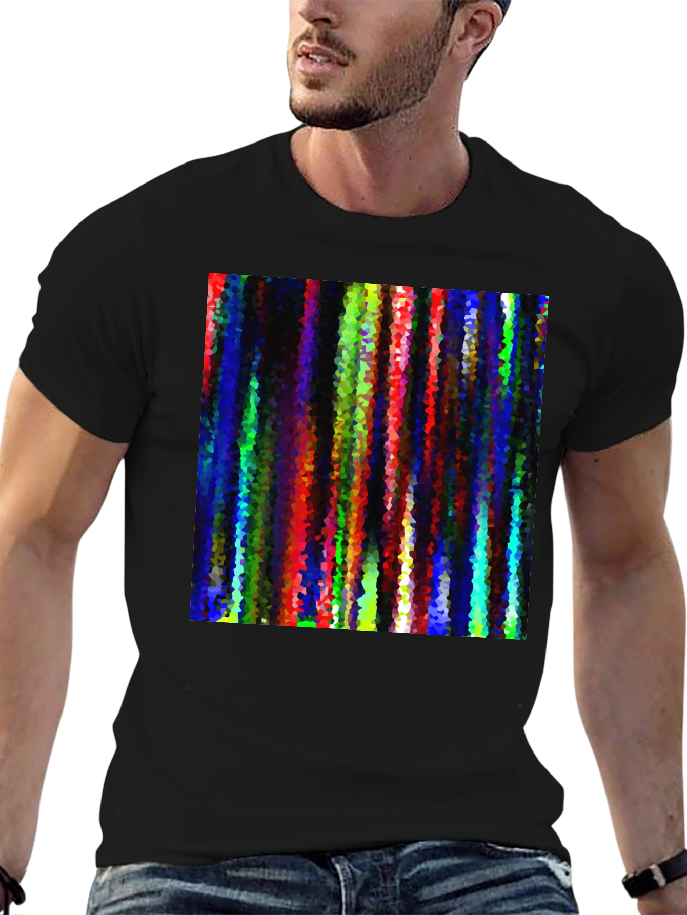 Abstract Geometric Art Graphic Black T-Shirt