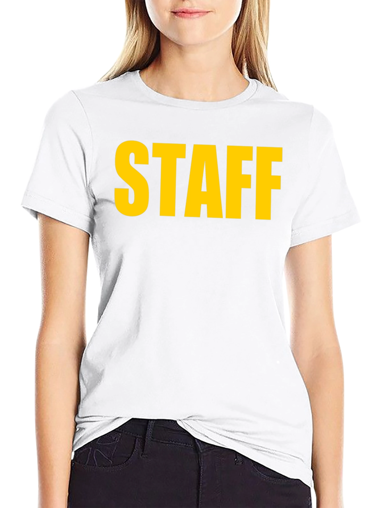 Staff Black T-Shirt - Bold Yellow Text
