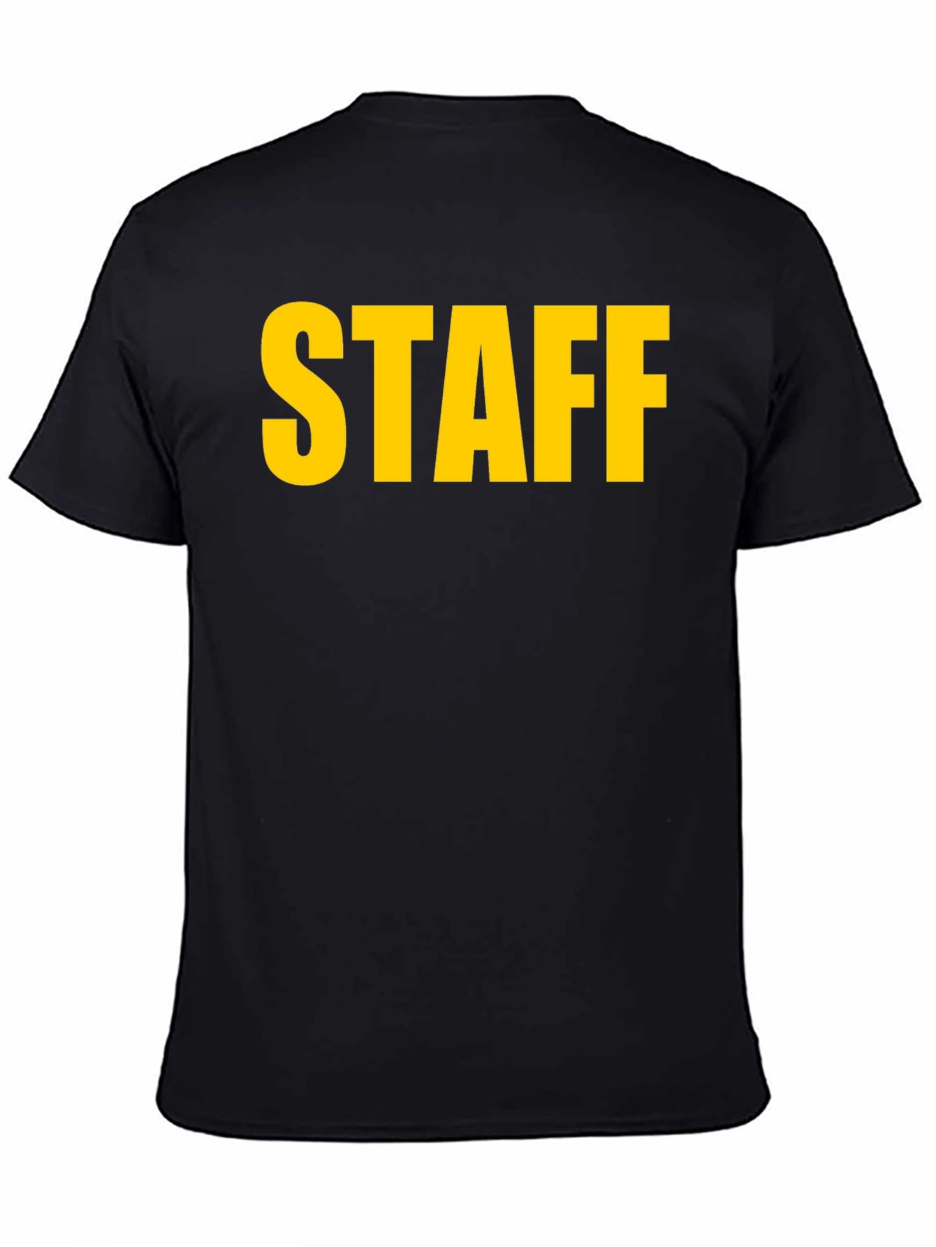 Staff Black T-Shirt - Bold Yellow Text