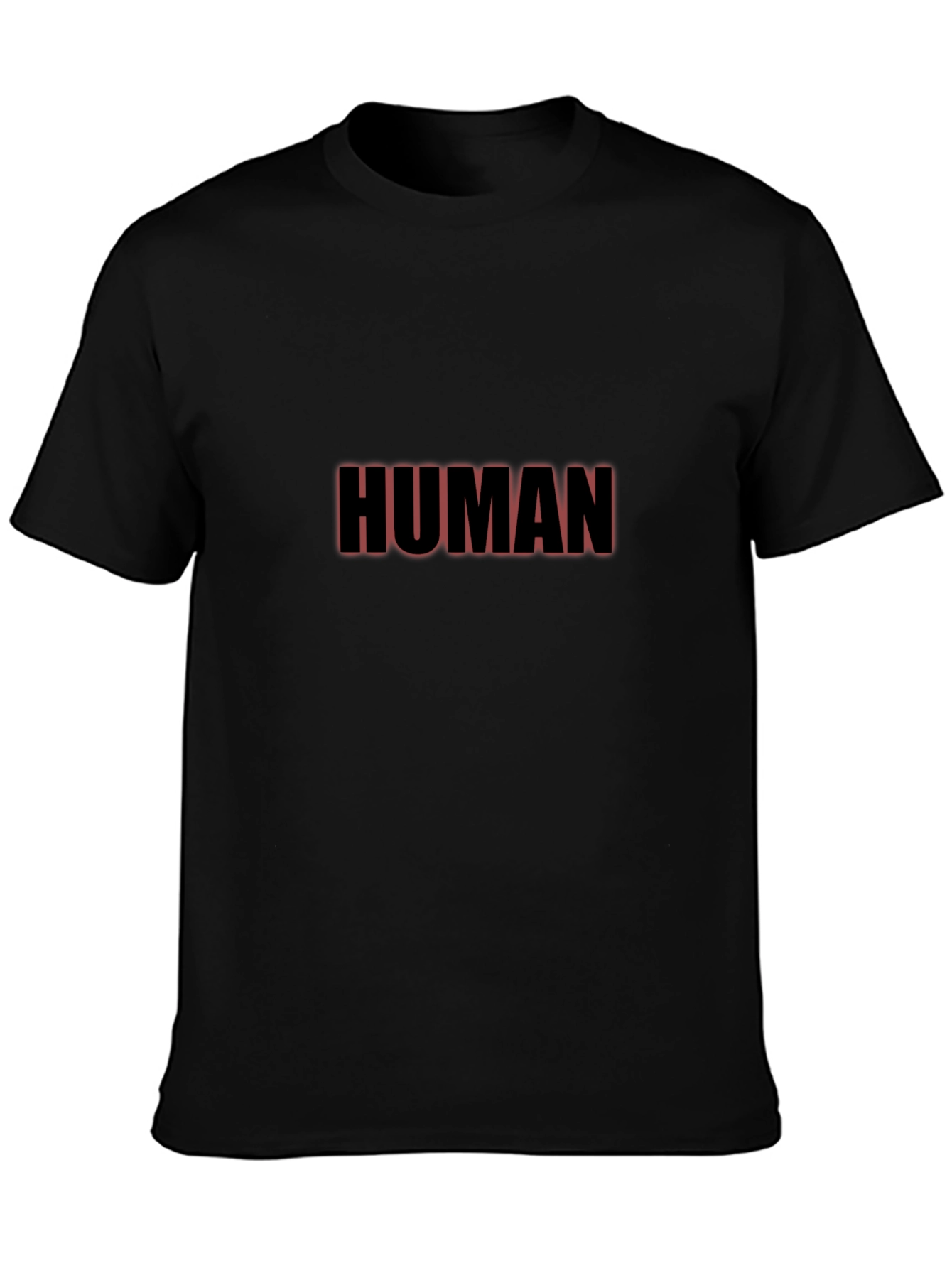 Human Tee - Black Cotton Blend Graphic T-Shirt