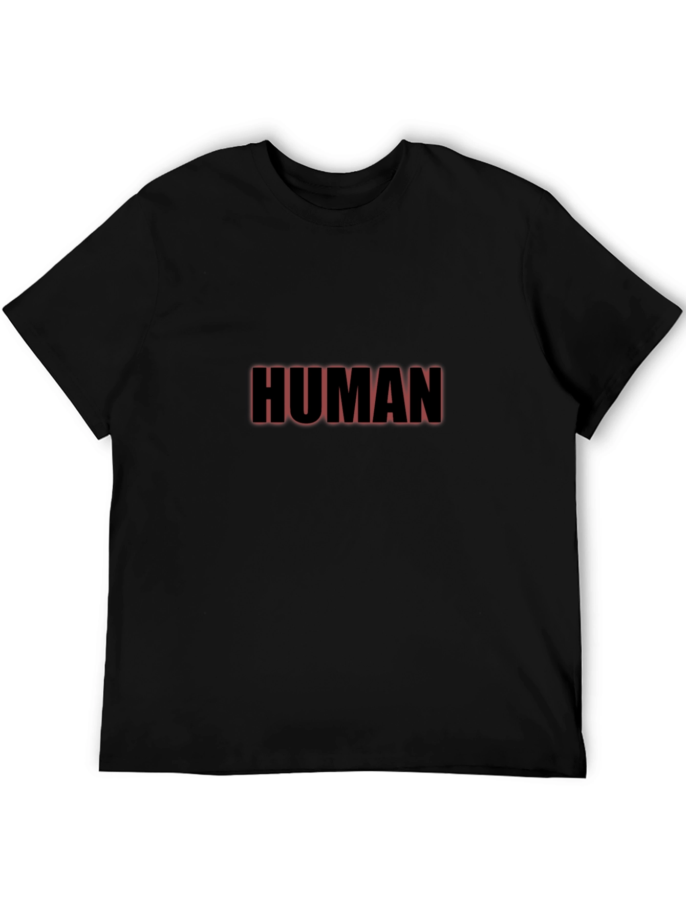 Human Tee - Black Cotton Blend Graphic T-Shirt
