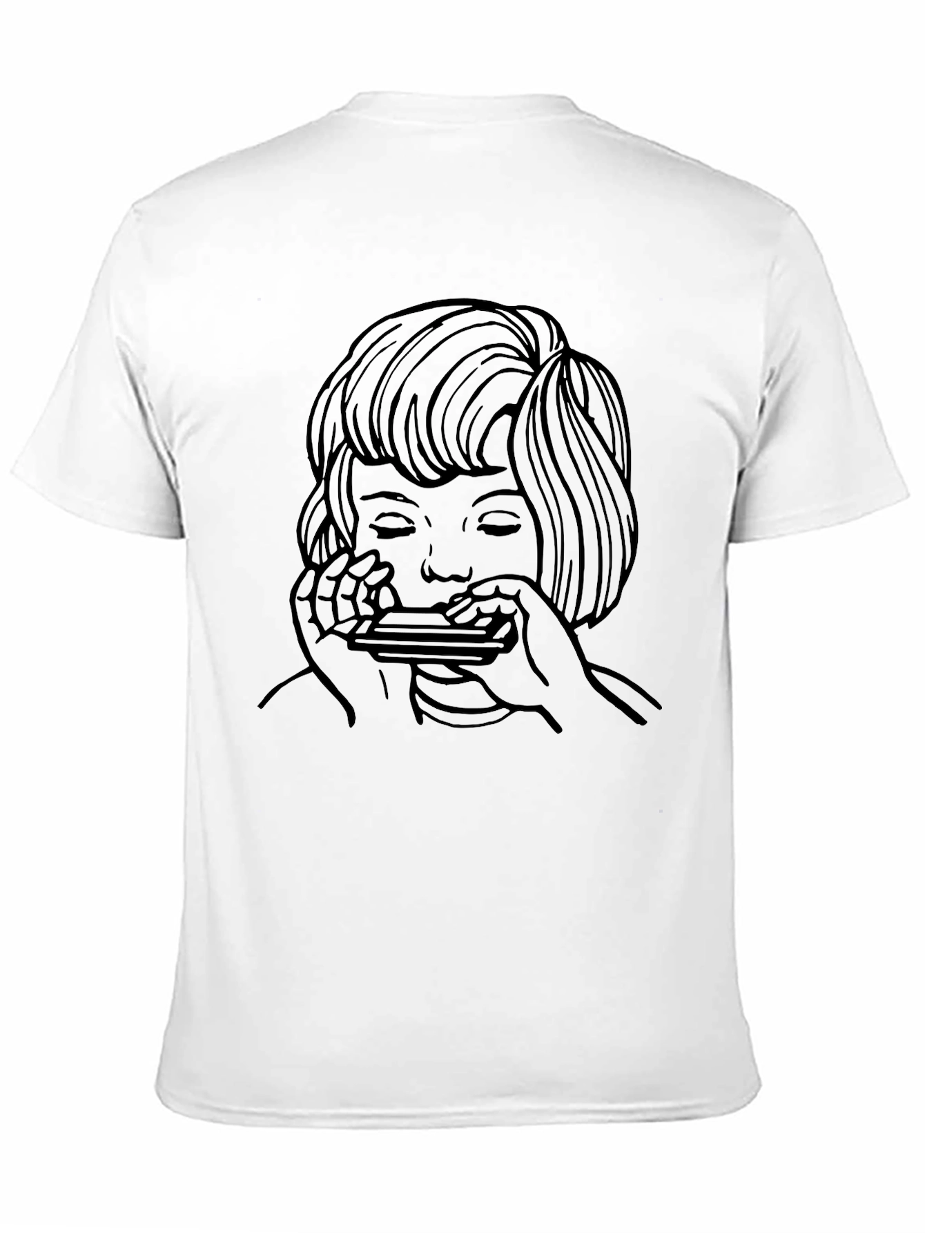 Harmonica Player Graphic Tee - Unisex Black T-Shirt