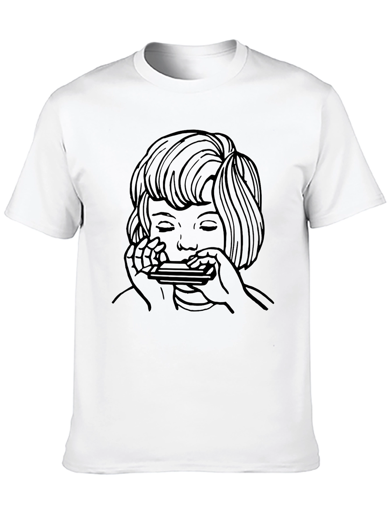 Harmonica Player Graphic Tee - Unisex Black T-Shirt