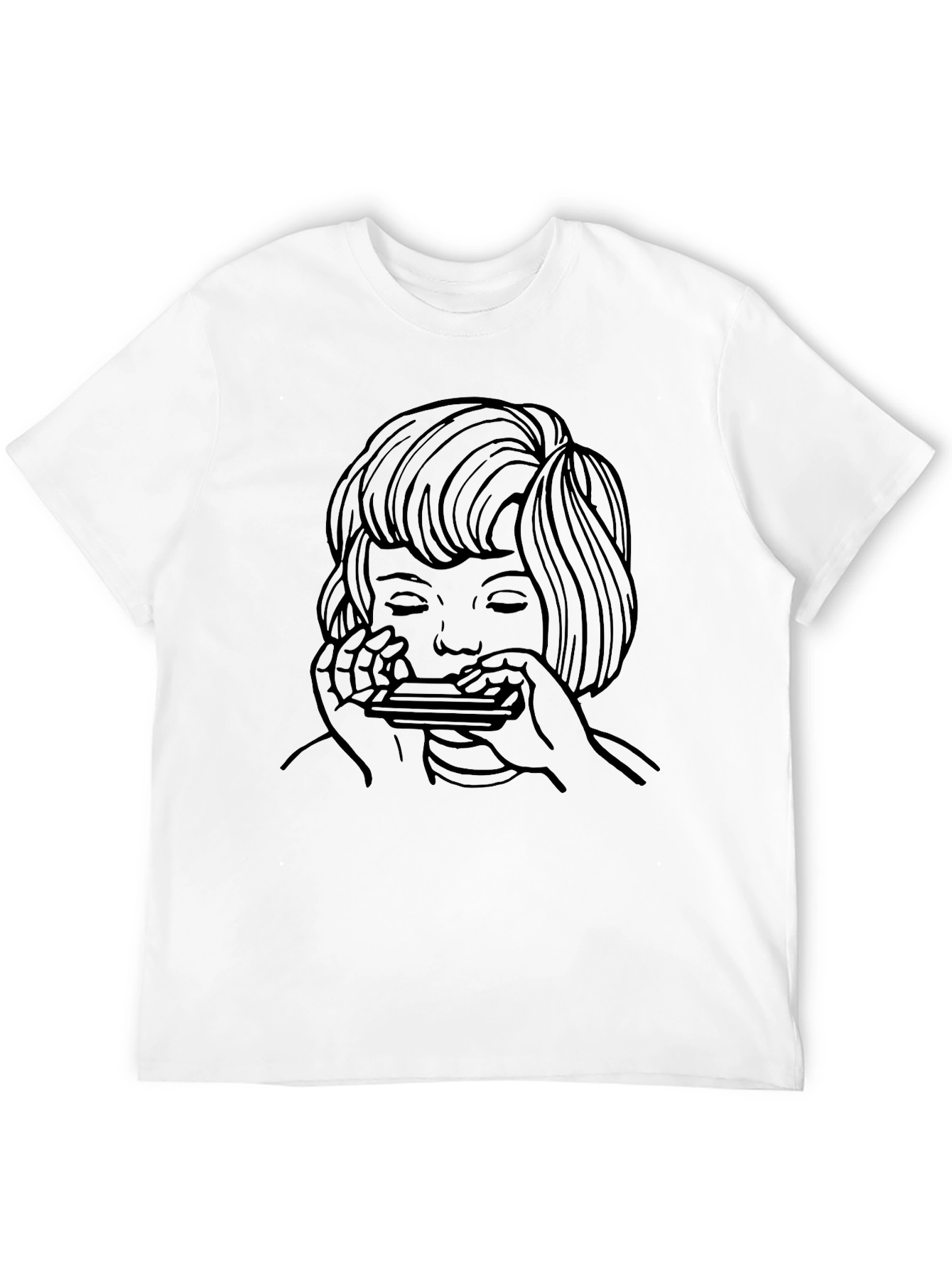 Harmonica Player Graphic Tee - Unisex Black T-Shirt