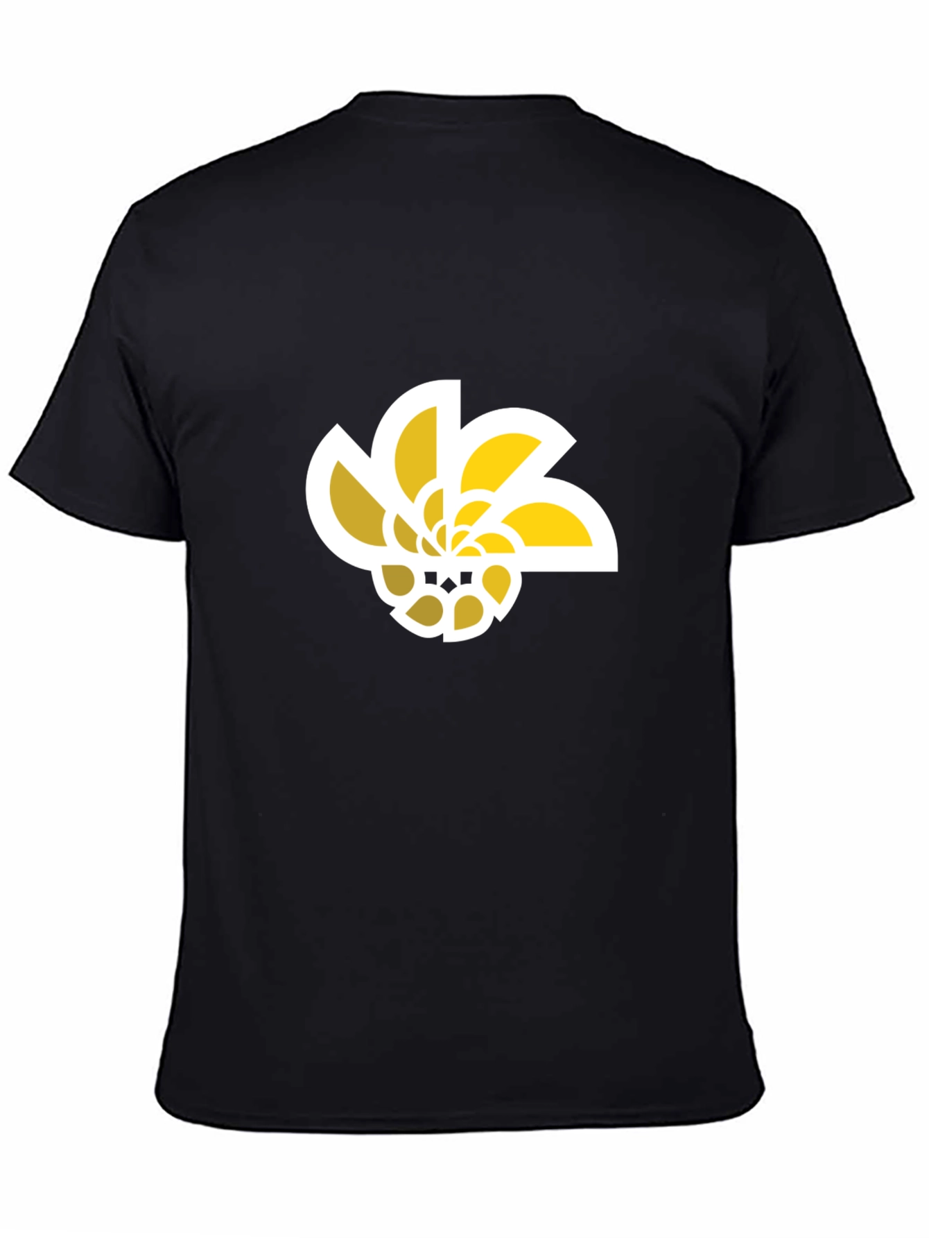 Abstract Geometric Flower Graphic Tee - Black
