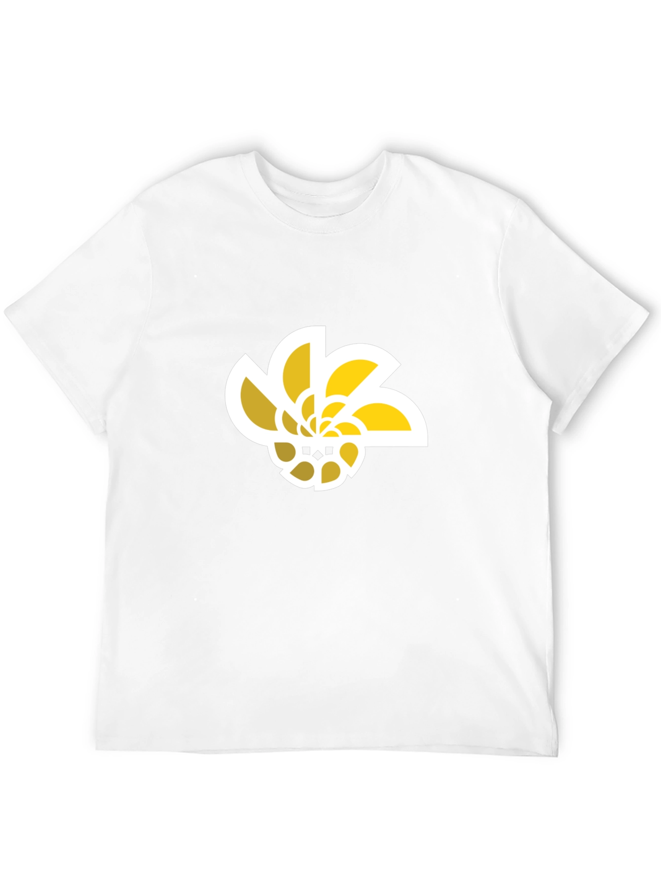 Abstract Geometric Flower Graphic Tee - Black