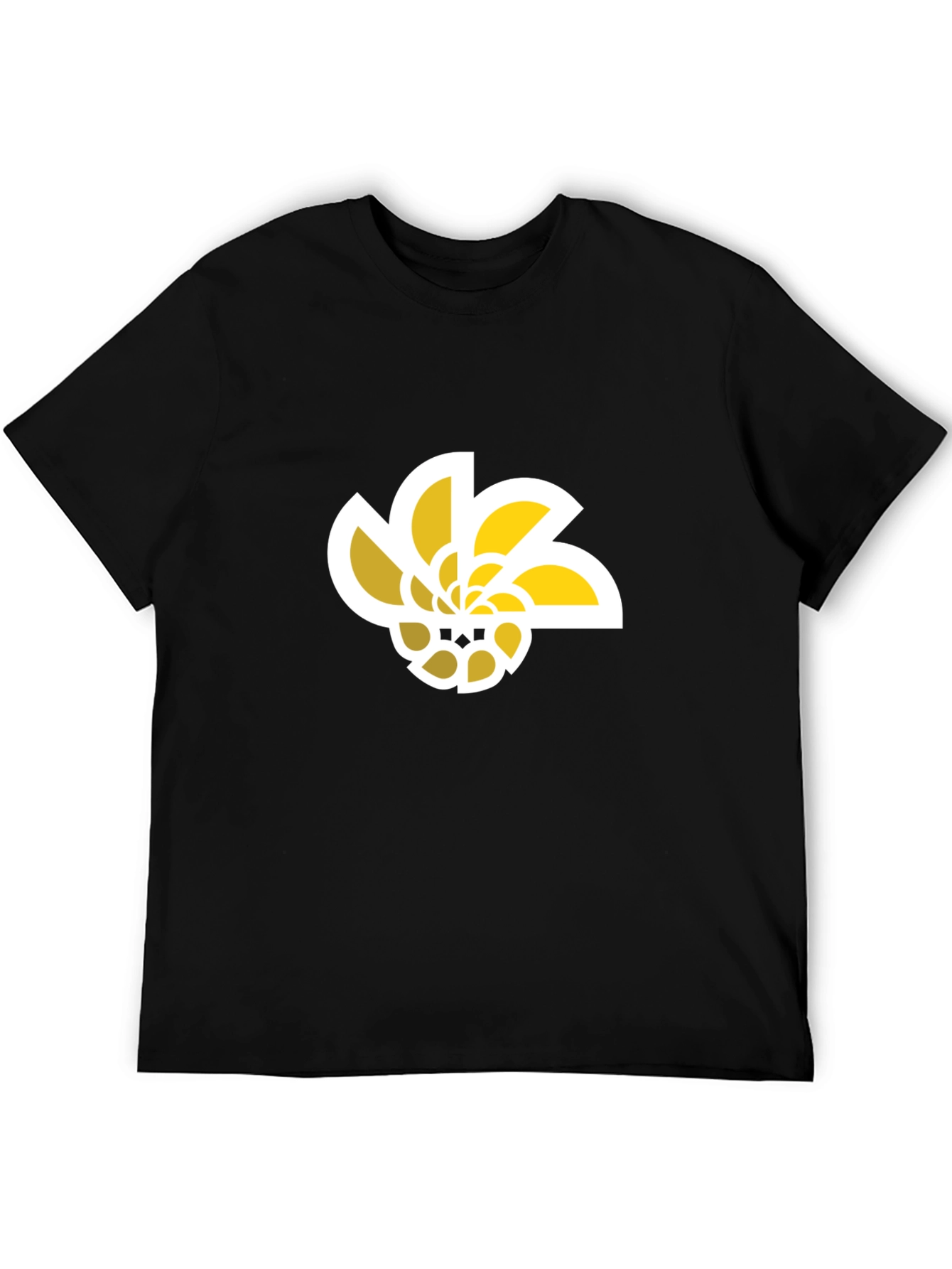 Abstract Geometric Flower Graphic Tee - Black