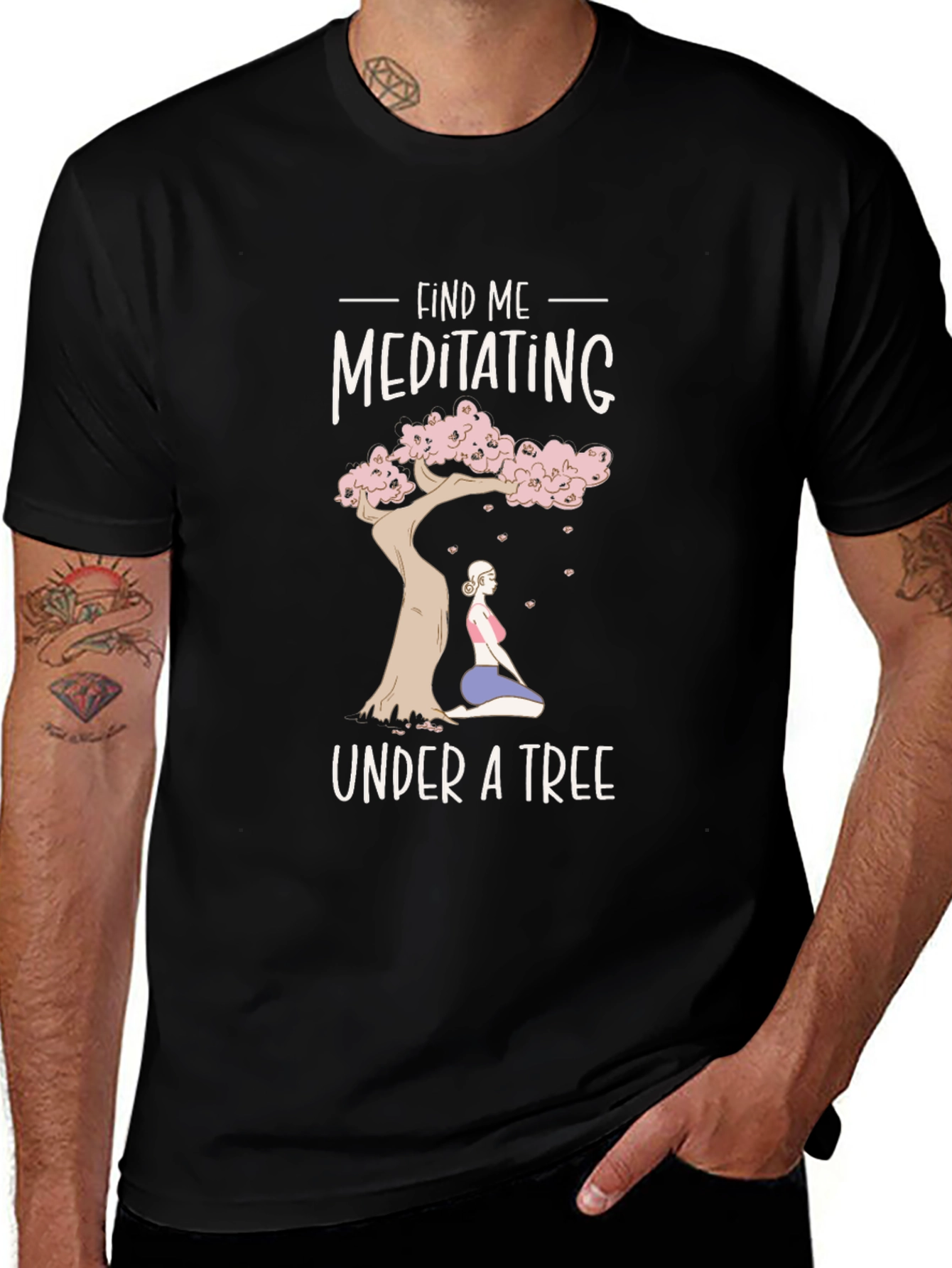 Meditating Under a Tree Graphic T-Shirt