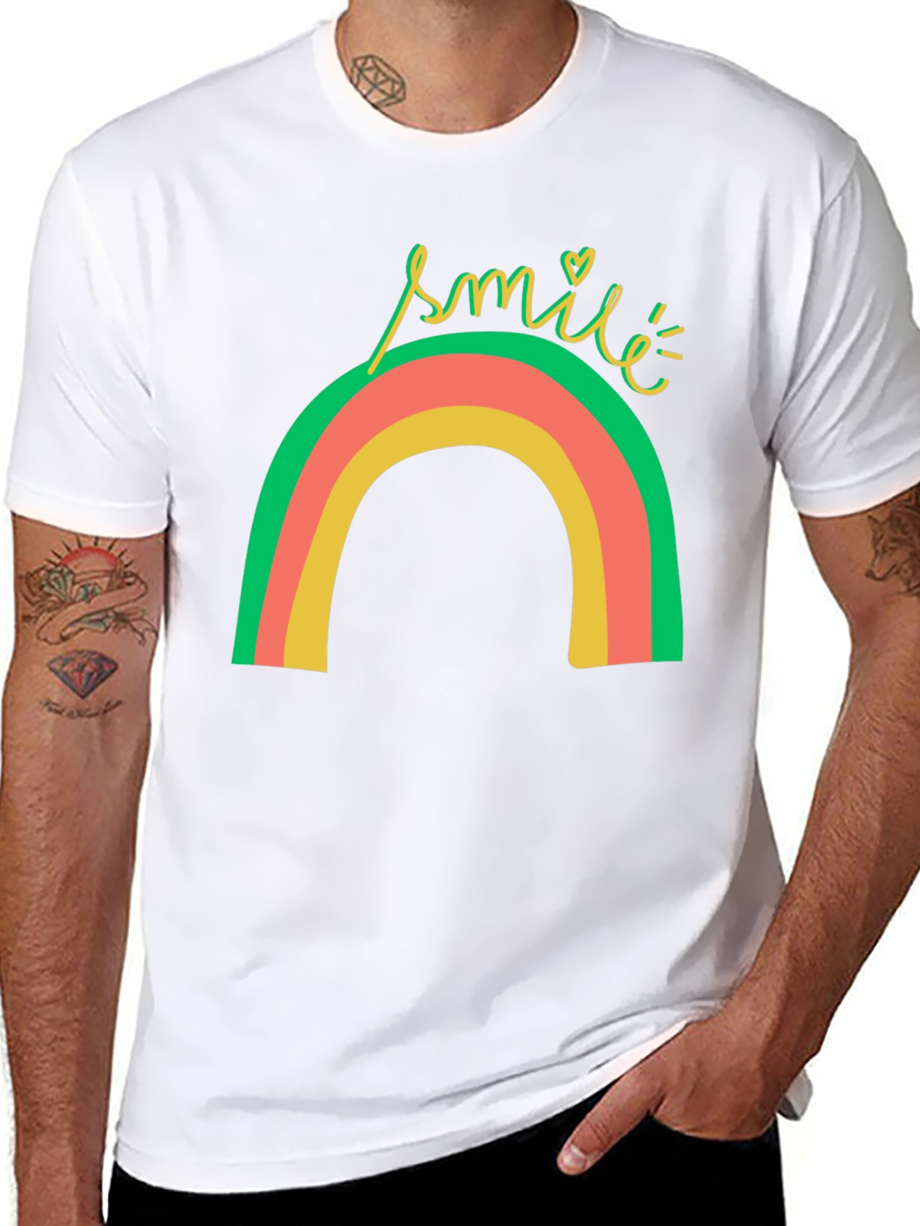 Smile Rainbow Graphic Tee - Black T-Shirt