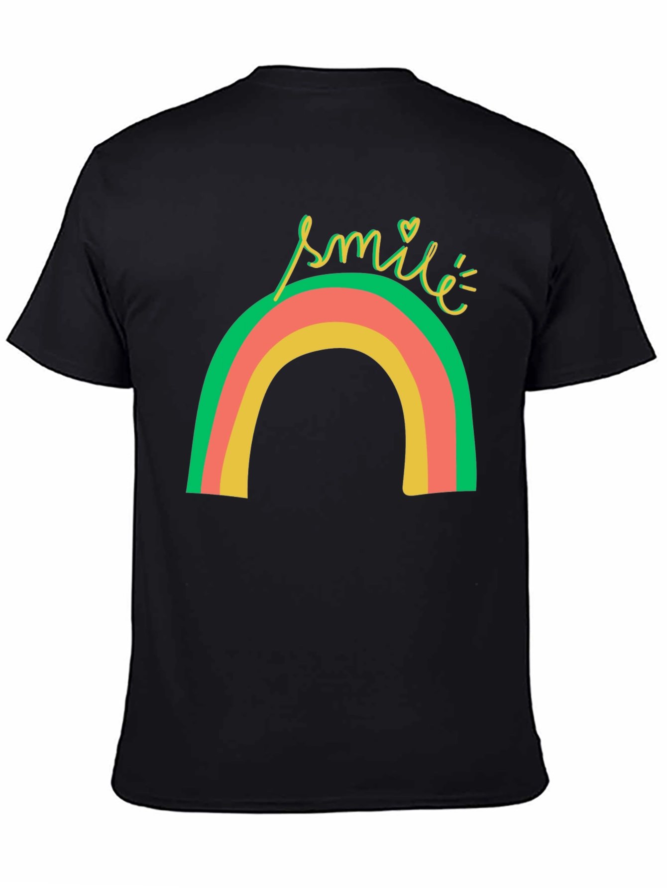 Smile Rainbow Graphic Tee - Black T-Shirt