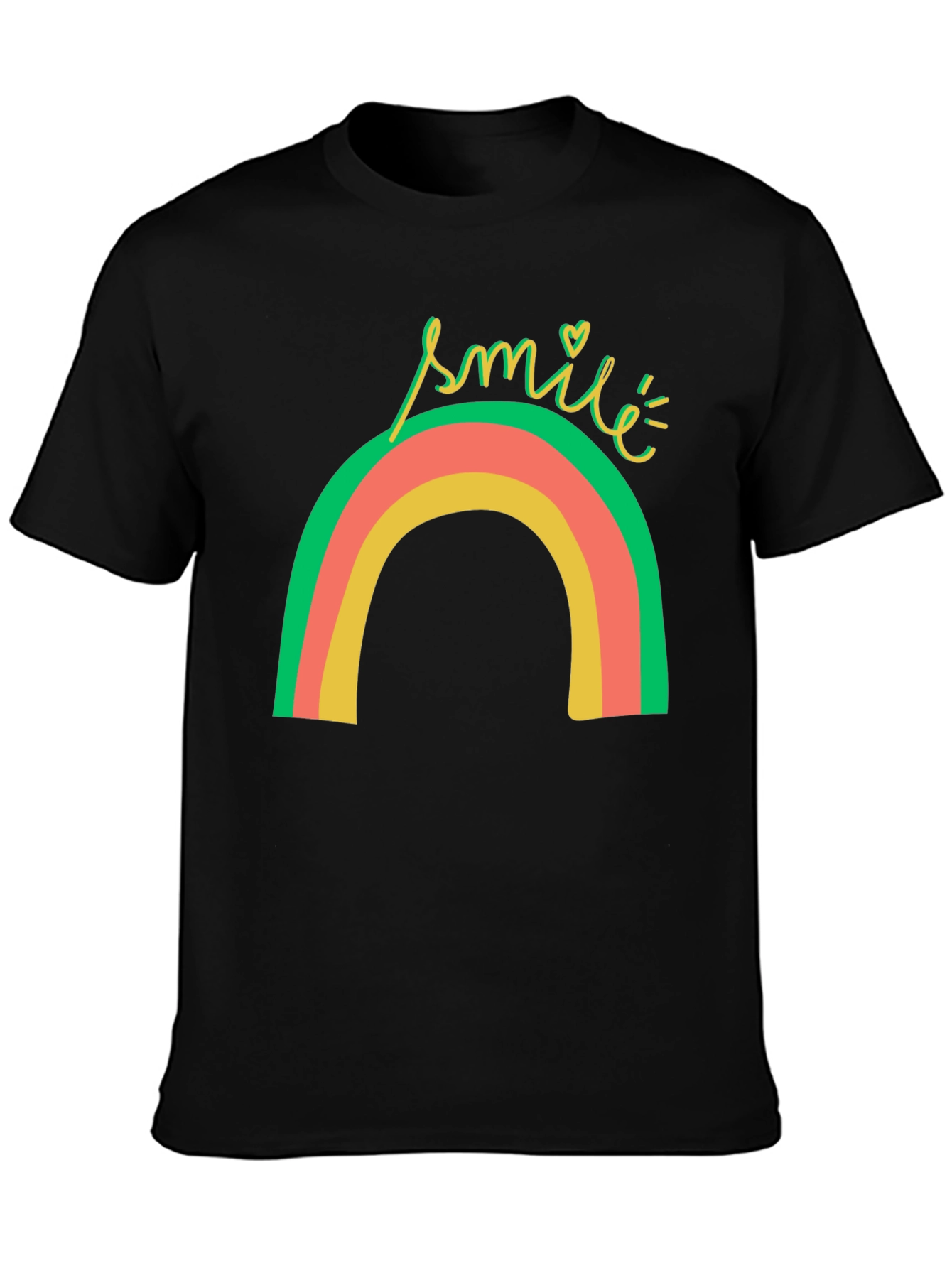 Smile Rainbow Graphic Tee - Black T-Shirt