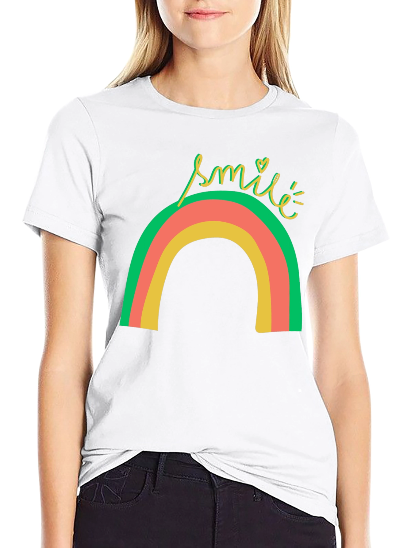 Smile Rainbow Graphic Tee - Black T-Shirt
